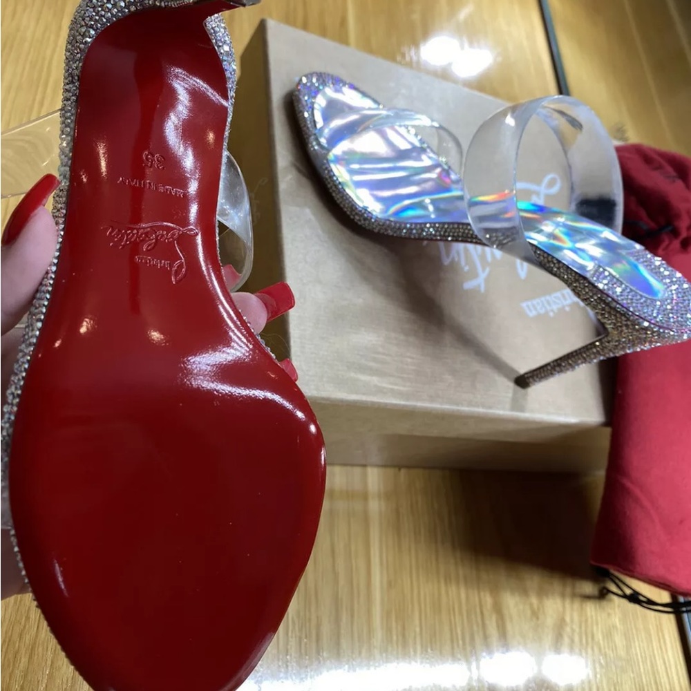 Christian Louboutin Just Strass 85 Crystal Embellished PVC Iridescent Heel *RARE - Picture 9 of 16